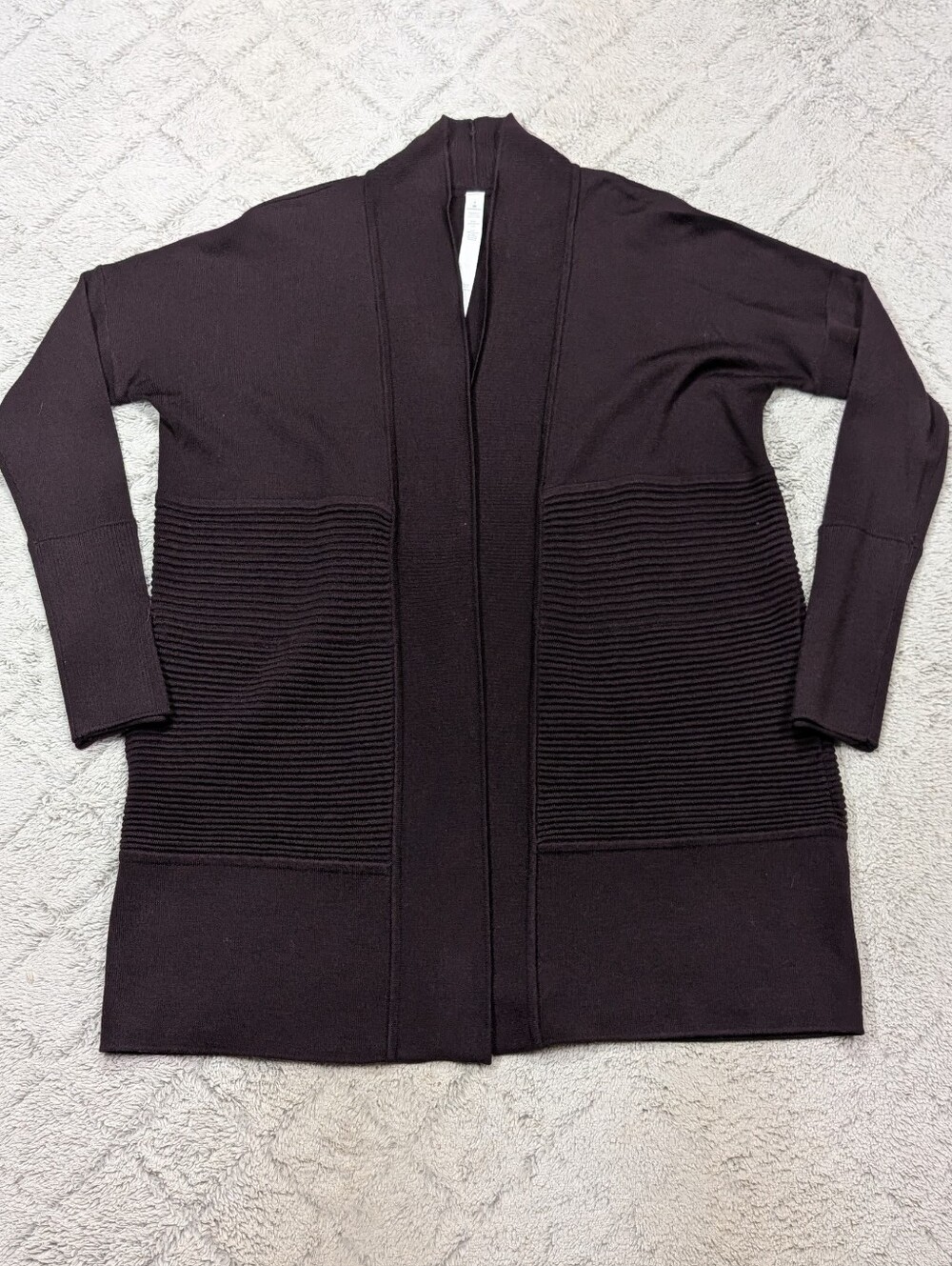 Lululemon Sweater Womens 4 Purple Cherry Lotus Wrap Knit Cardigan Merino Wool